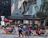 Deck chairs in Fed Square